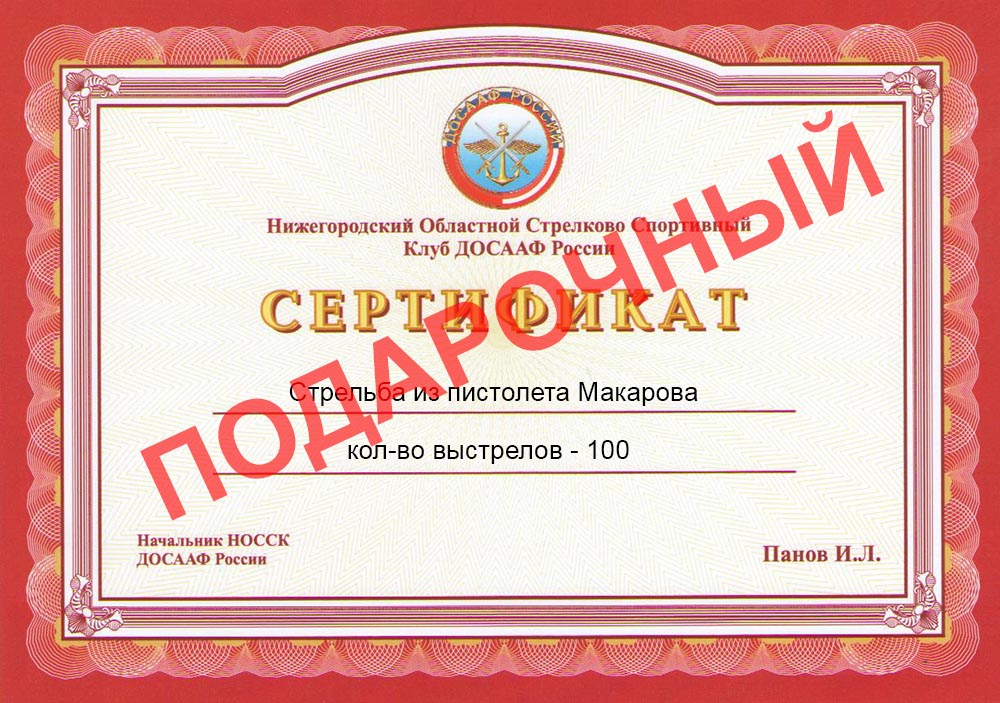 Подарочный сертификат на стрельбу Нижний Новгород